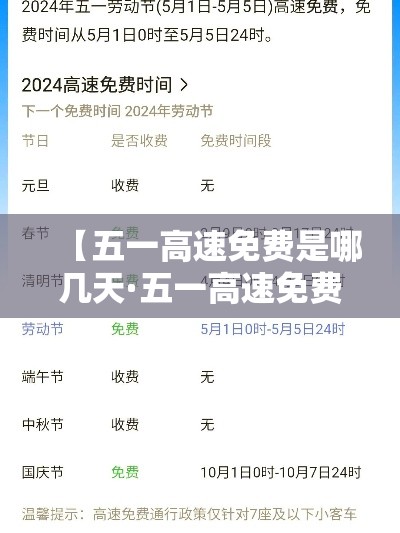 【五一高速免费是哪几天·五一高速免费是哪几天限行】 【五一高速免费是哪几天·五一高速免费是哪几天限行】